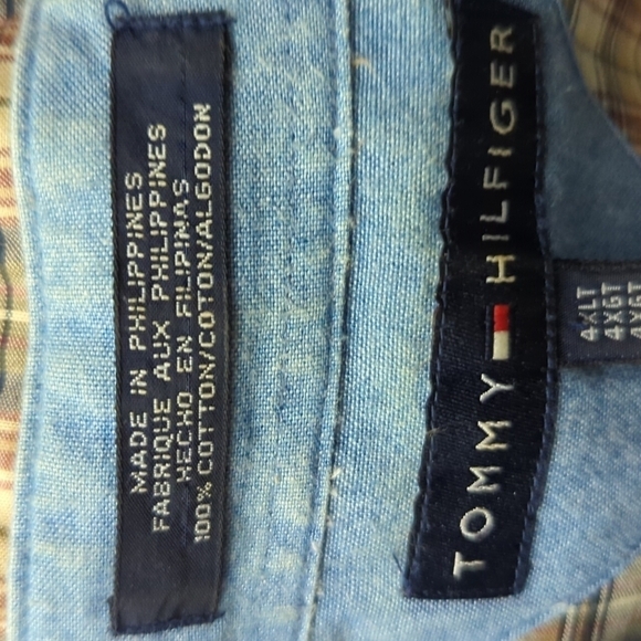 TOMMY Hilfiger tan plaid button down shirt 4XLT - Picture 6 of 8
